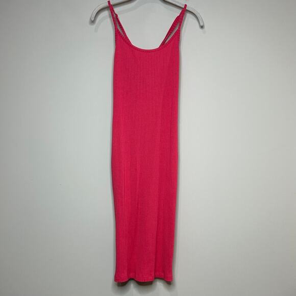 French Connection Orange Ribbed Sleeveless Midi Dress Size M - Picture 1 of 8